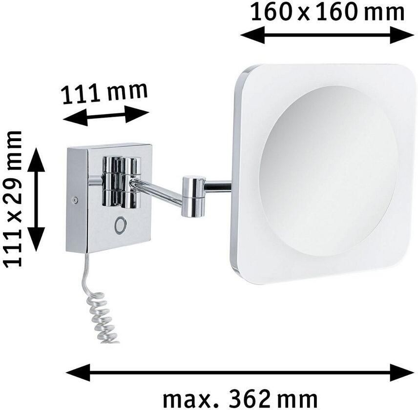 Paulmann Led-wandlamp Jora IP44 Witte Schakelaar 60lm 230V 3 3W Chroom Wit Spiegel (1 stuk) - Foto 2