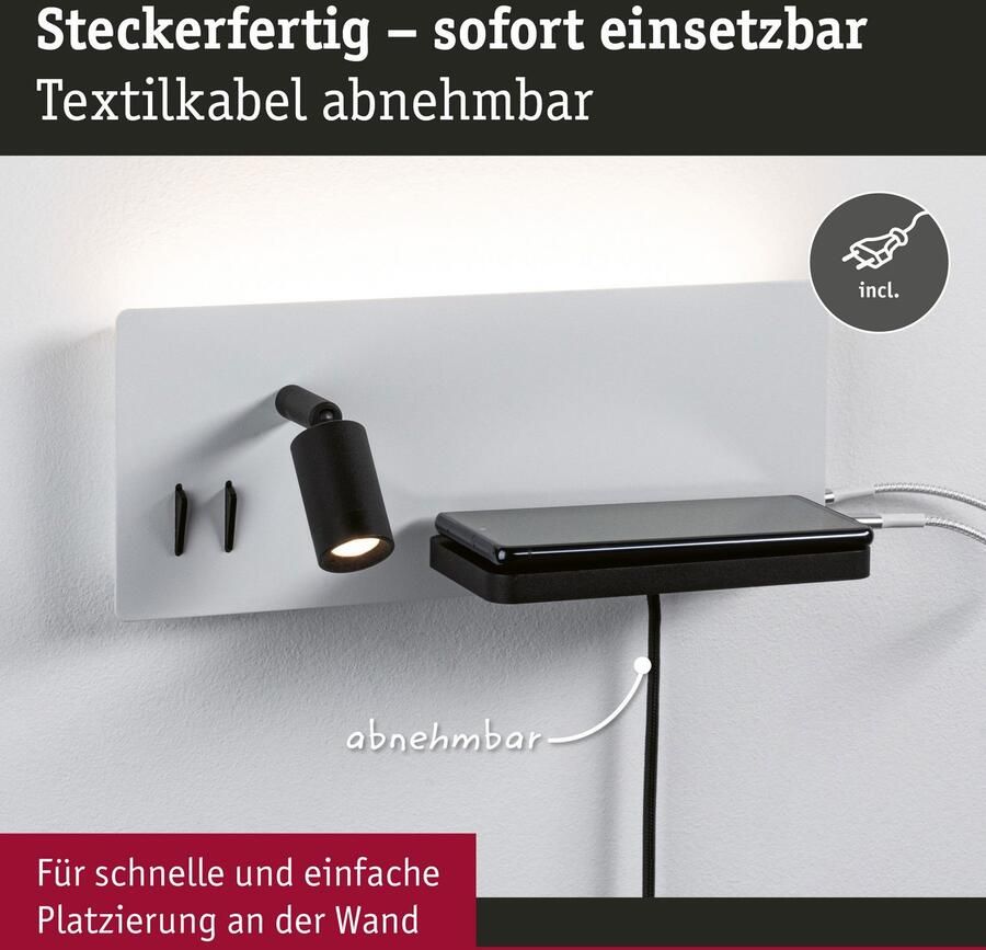 Paulmann Led-wandlamp Serra 2700K 650lm 200lm 230V 5 1x2 6W (1 stuk) - Foto 4