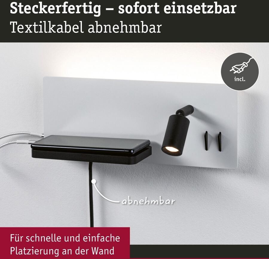 Paulmann Led-wandlamp Serra 2700K 650lm 200lm 230V 5 1x2 6W (1 stuk) - Foto 4