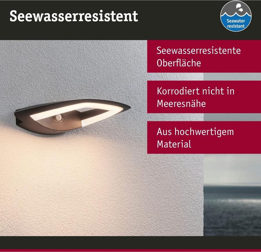 Paulmann Led-wandlamp voor buiten 230V Akena PIR Antraciet