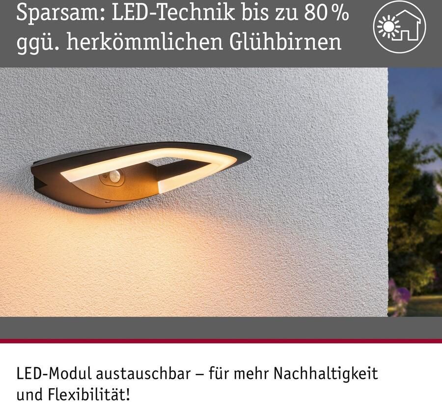 Paulmann Led-wandlamp voor buiten 230V Akena PIR Insect friendly Antraciet - Foto 3