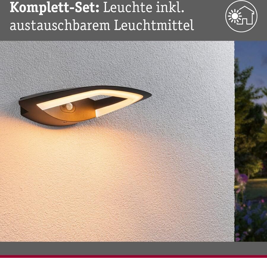 Paulmann Led-wandlamp voor buiten 230V Akena PIR Insect friendly Antraciet - Foto 2
