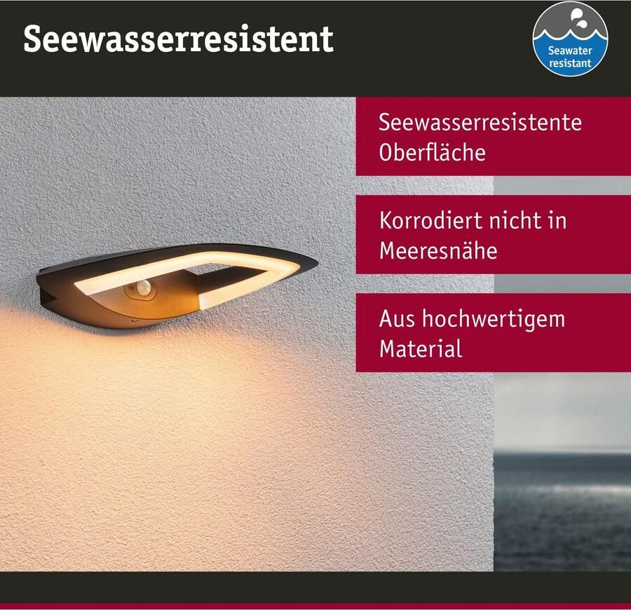 Paulmann Led-wandlamp voor buiten 230V Akena PIR Insect friendly Antraciet