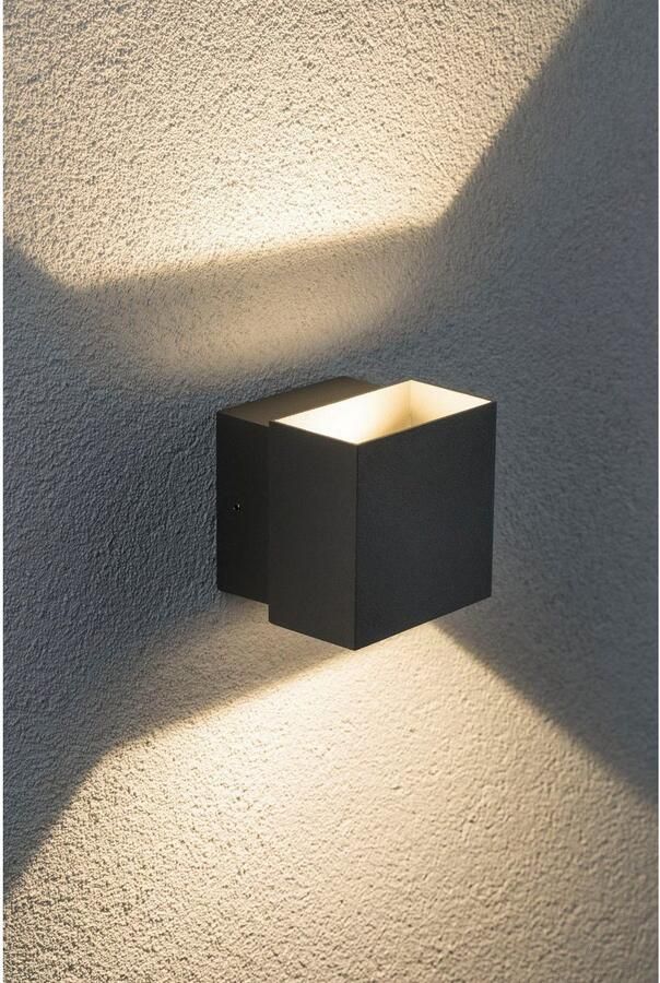 Paulmann Led-wandlamp voor buiten 230V Cybo LED 2x3 5W 230V IP65 vierkant 100x100mm Grijs Aluminium (1 stuk) - Foto 8