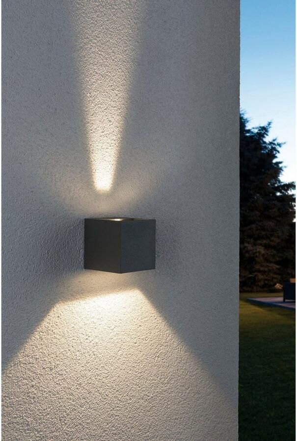 Paulmann Led-wandlamp voor buiten 230V Cybo LED 2x3 5W 230V IP65 vierkant 80x80mm Grijs Aluminium (1 stuk) - Foto 6