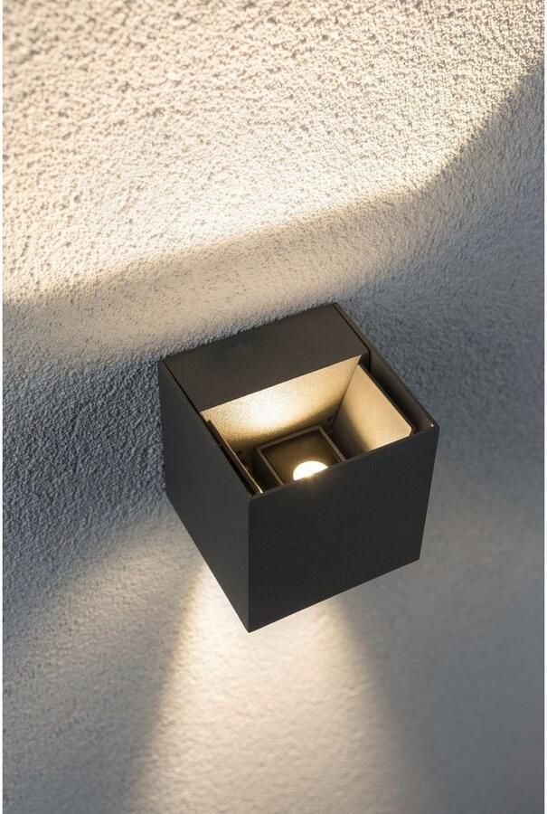 Paulmann Led-wandlamp voor buiten 230V Cybo LED 2x3 5W 230V IP65 vierkant 80x80mm Grijs Aluminium (1 stuk) - Foto 7