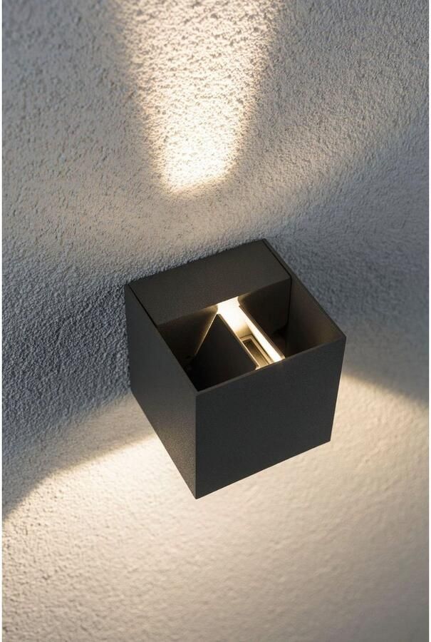 Paulmann Led-wandlamp voor buiten 230V Cybo LED 2x3 5W 230V IP65 vierkant 80x80mm Grijs Aluminium (1 stuk) - Foto 8