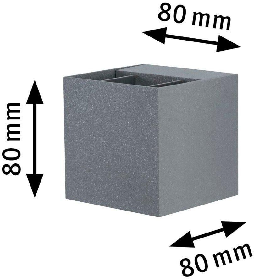Paulmann Led-wandlamp voor buiten 230V Cybo LED 2x3 5W 230V IP65 vierkant 80x80mm Grijs Aluminium (1 stuk) - Foto 4