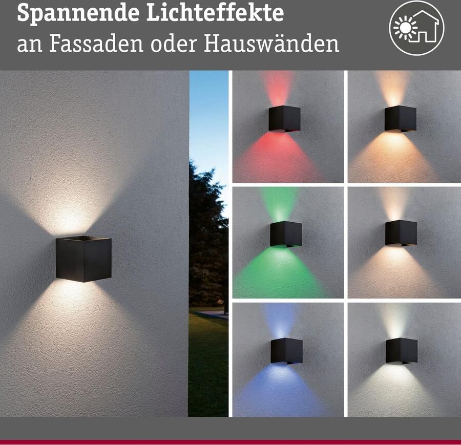 Paulmann Led-wandlamp voor buiten 230V Cybo RGBW Zigbee 2000-6500K Antraciet (1 stuk) - Foto 3