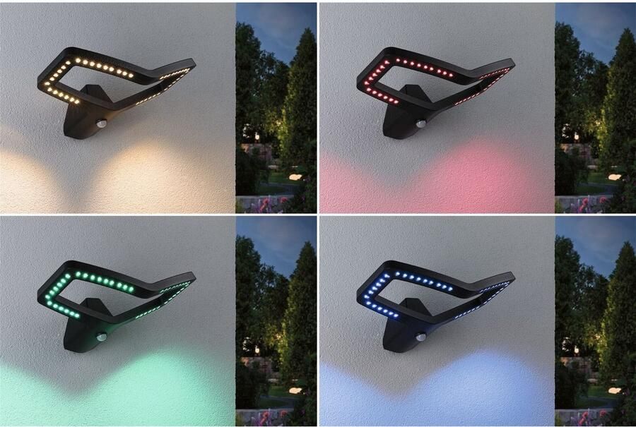 Paulmann Led-wandlamp voor buiten Alara IP44 vierkant 375x270mm RGBW+ 10W 450lm 230V antraciet metaal (1 stuk) - Foto 2