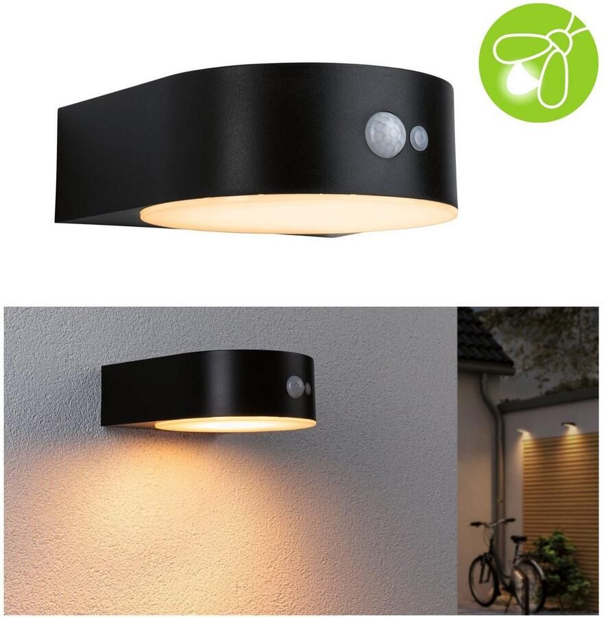 Paulmann Led-wandlamp voor buiten Solar Eileen IP44 2200K 300lm Zwart (1 stuk)