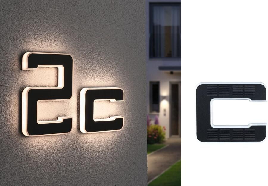 Paulmann Led-wandlamp voor buiten Solar Huisnummer LED-module huisnummers letters kiesbaar accu verwisselbaar (1 stuk) - Foto 11