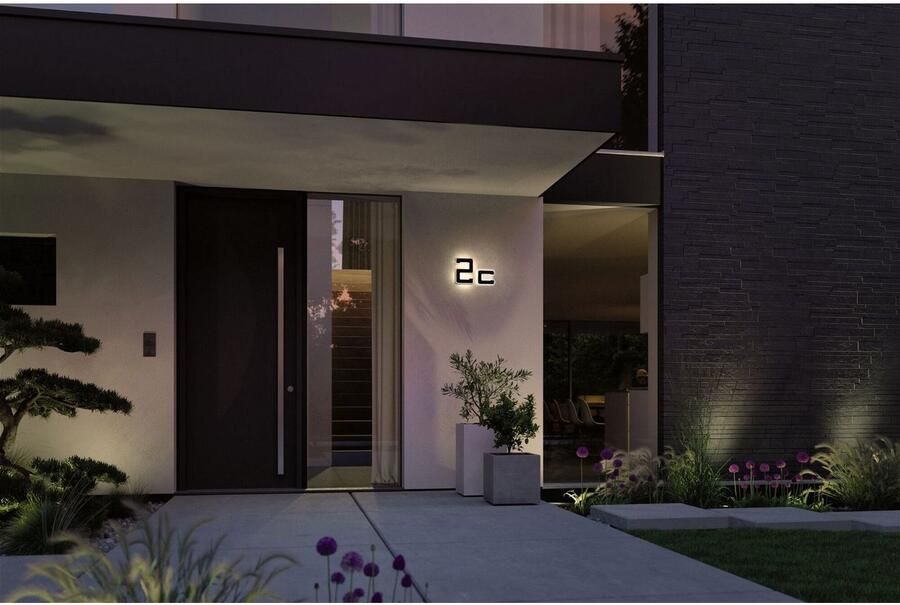 Paulmann Led-wandlamp voor buiten Solar Huisnummer LED-module huisnummers letters kiesbaar accu verwisselbaar (1 stuk) - Foto 7