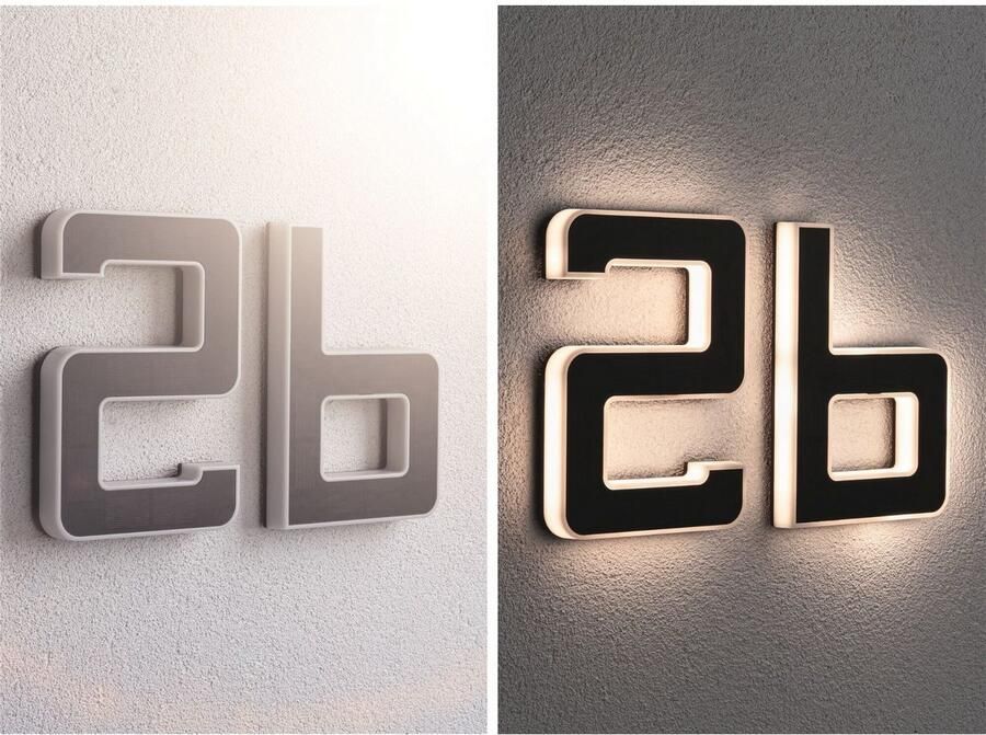 Paulmann Led-wandlamp voor buiten Solar Huisnummer LED-module huisnummers letters kiesbaar accu verwisselbaar (1 stuk) - Foto 4