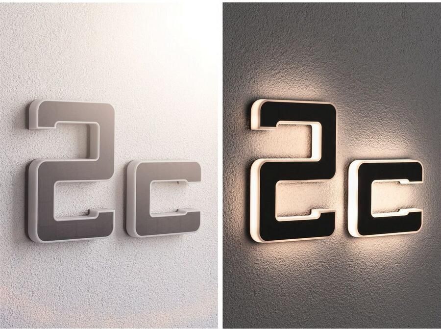 Paulmann Led-wandlamp voor buiten Solar Huisnummer LED-module huisnummers letters kiesbaar accu verwisselbaar (1 stuk) - Foto 5