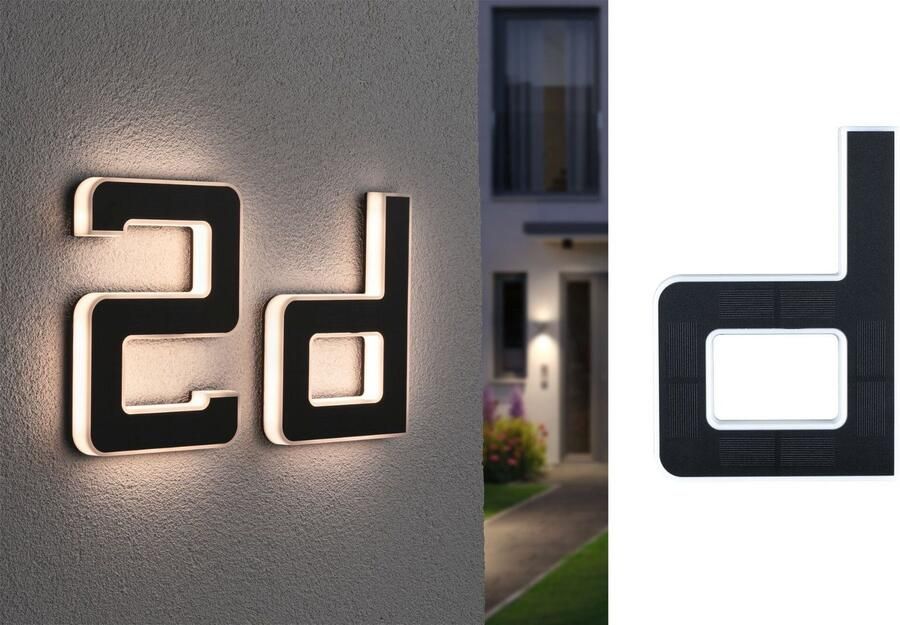 Paulmann Led-wandlamp voor buiten Solar Huisnummer LED-module huisnummers letters kiesbaar accu verwisselbaar (1 stuk) - Foto 11