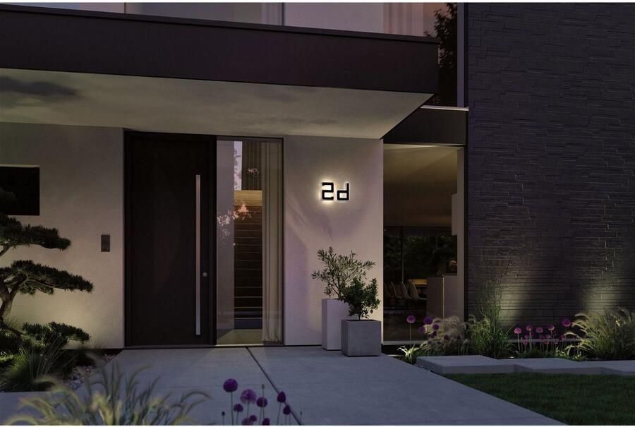 Paulmann Led-wandlamp voor buiten Solar Huisnummer LED-module huisnummers letters kiesbaar accu verwisselbaar (1 stuk) - Foto 7