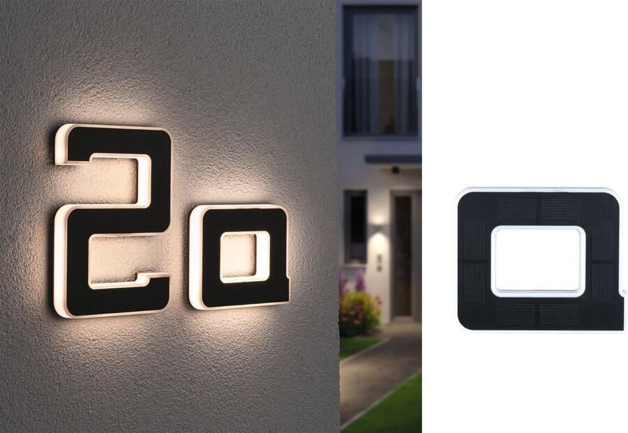 Paulmann Led-wandlamp voor buiten Solar Huisnummer LED-module huisnummers letters kiesbaar accu verwisselbaar (1 stuk)