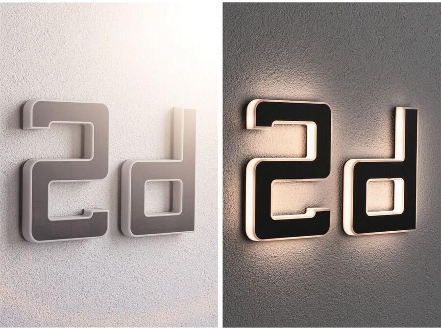 Paulmann Led-wandlamp voor buiten Solar Huisnummer LED-module huisnummers letters kiesbaar accu verwisselbaar (1 stuk) - Foto 3