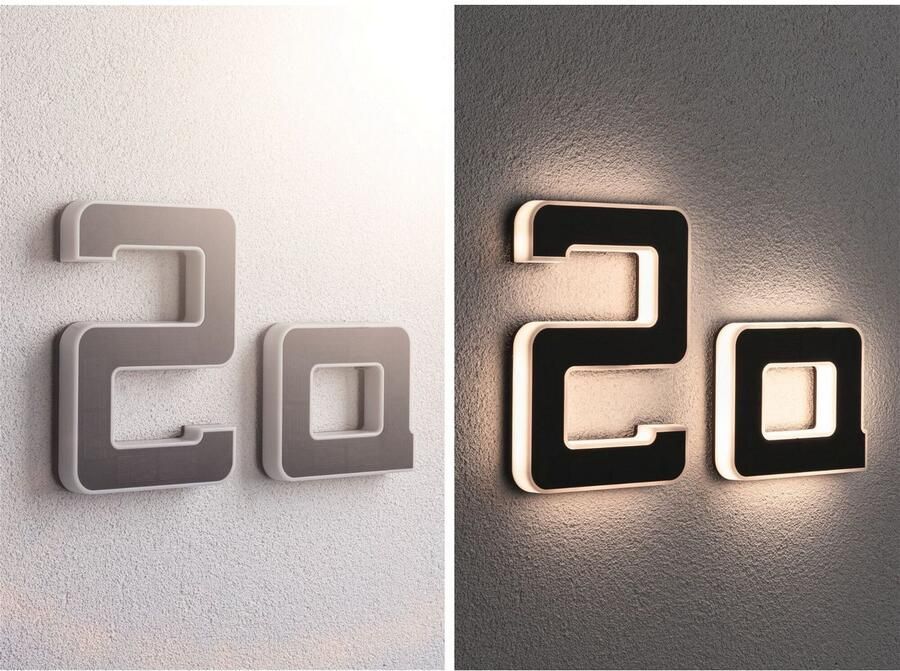 Paulmann Led-wandlamp voor buiten Solar Huisnummer LED-module huisnummers letters kiesbaar accu verwisselbaar (1 stuk) - Foto 6