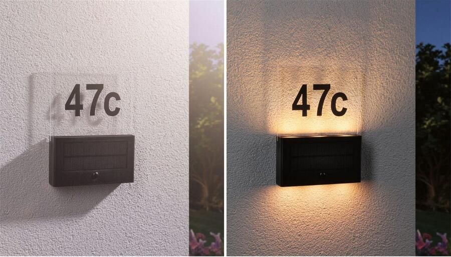 Paulmann Led-wandlamp voor buiten Solar Huisnummerlamp Neda IP44 2200K 18lm Antraciet (1 stuk) - Foto 10