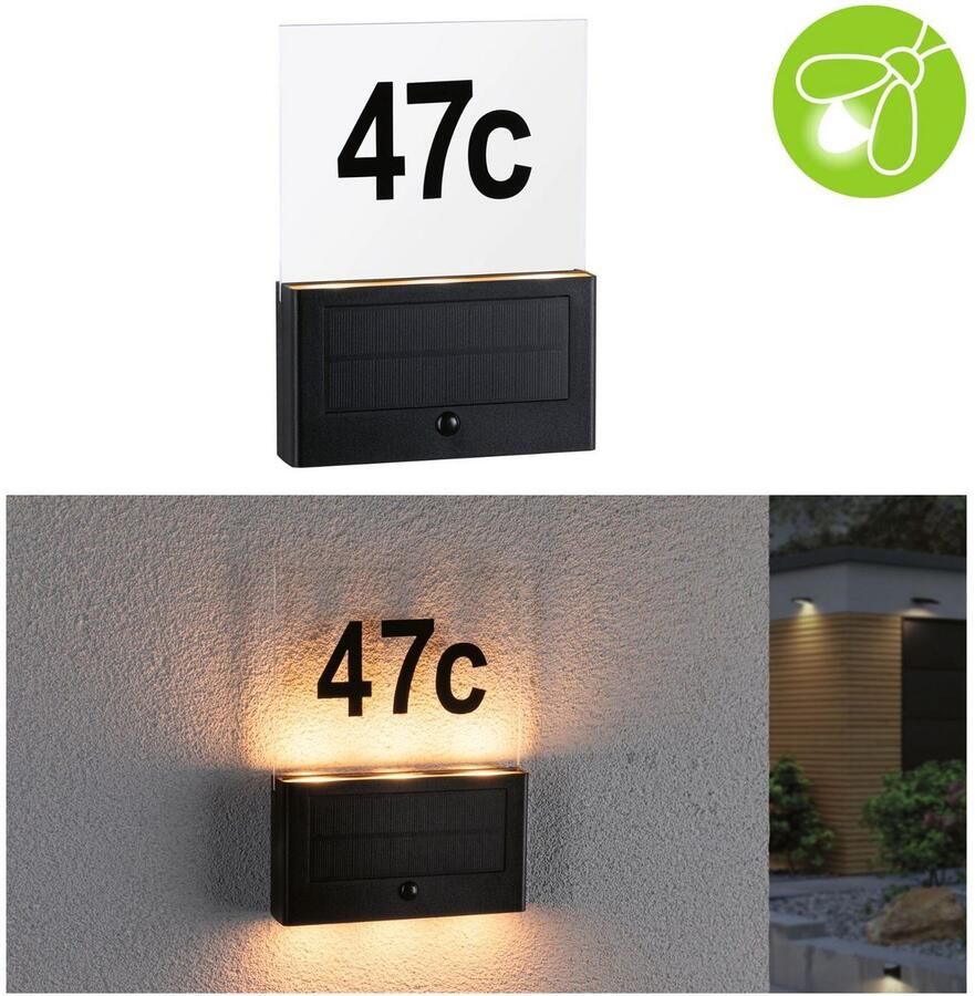 Paulmann Led-wandlamp voor buiten Solar Huisnummerlamp Neda IP44 2200K 18lm Antraciet (1 stuk) - Foto 2