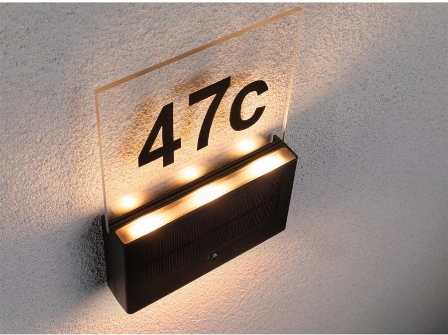 Paulmann Led-wandlamp voor buiten Solar Huisnummerlamp Neda IP44 2200K 18lm Antraciet (1 stuk) - Foto 4