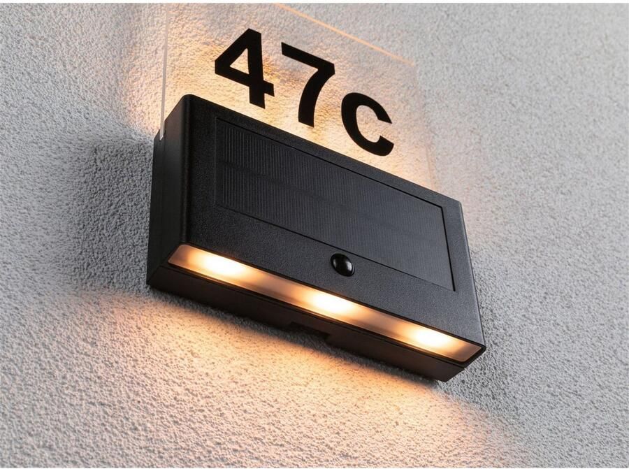 Paulmann Led-wandlamp voor buiten Solar Huisnummerlamp Neda IP44 2200K 18lm Antraciet (1 stuk) - Foto 5