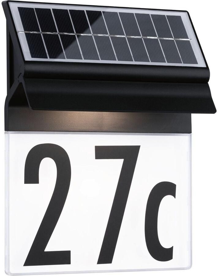 Paulmann Led-wandlamp voor buiten Solar Huisnummerlamp Neda IP44 3000K 14lm Zwart (1 stuk) - Foto 9