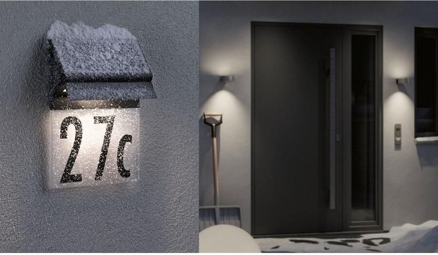 Paulmann Led-wandlamp voor buiten Solar Huisnummerlamp Neda IP44 3000K 14lm Zwart (1 stuk) - Foto 6