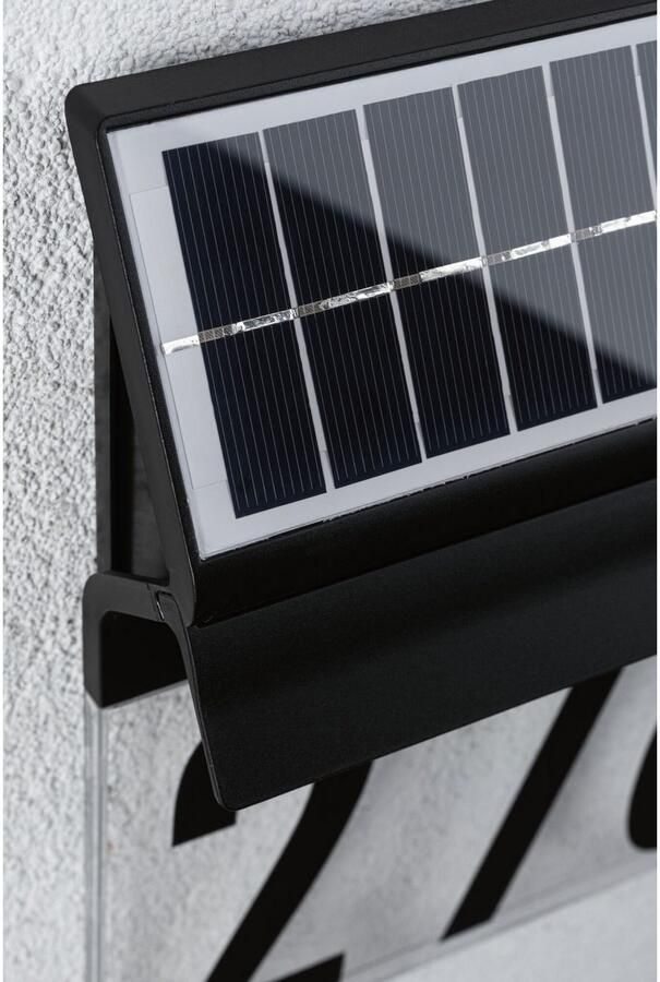 Paulmann Led-wandlamp voor buiten Solar Huisnummerlamp Neda IP44 3000K 14lm Zwart (1 stuk) - Foto 3