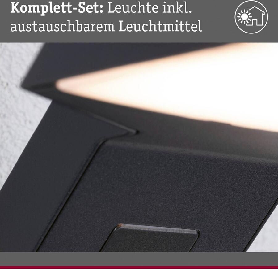 Paulmann Led-wandlamp voor buiten Zenera 230V Antraciet 2.200 3.000 K insectvriendelijk en zeewaterbestendig - Foto 3