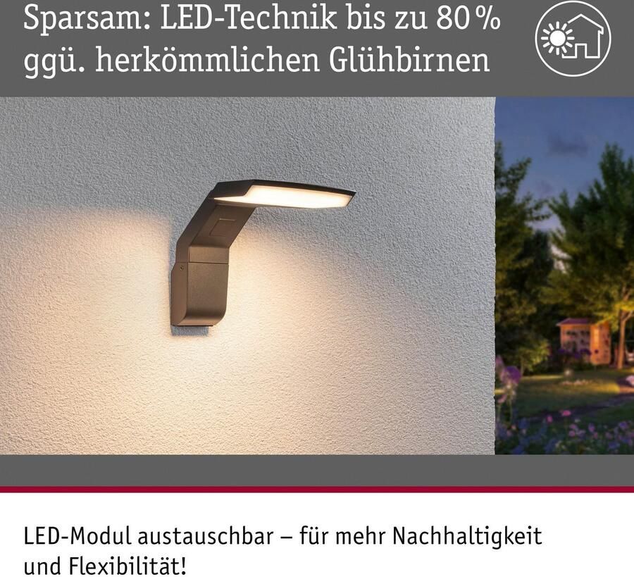 Paulmann Led-wandlamp voor buiten Zenera 230V Antraciet 2.200 3.000 K insectvriendelijk en zeewaterbestendig - Foto 5