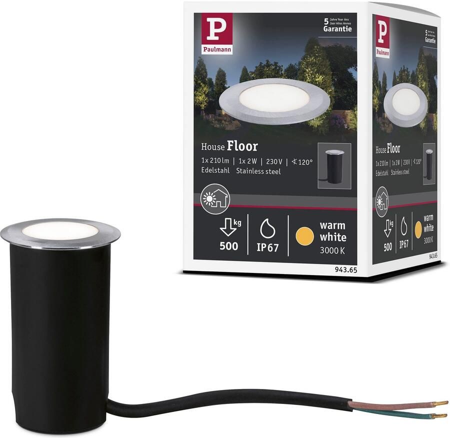 Paulmann Ledinbouwlamp Buiten 230V Bodem IP67 3000K 2W rond (1 stuk)