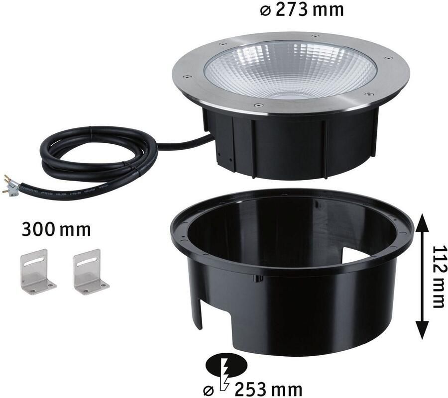 Paulmann Ledinbouwlamp Durea IP67 rond 273mm 3000K 15W 1040lm 230V roestvrij staal metaal (1 stuk) - Foto 2