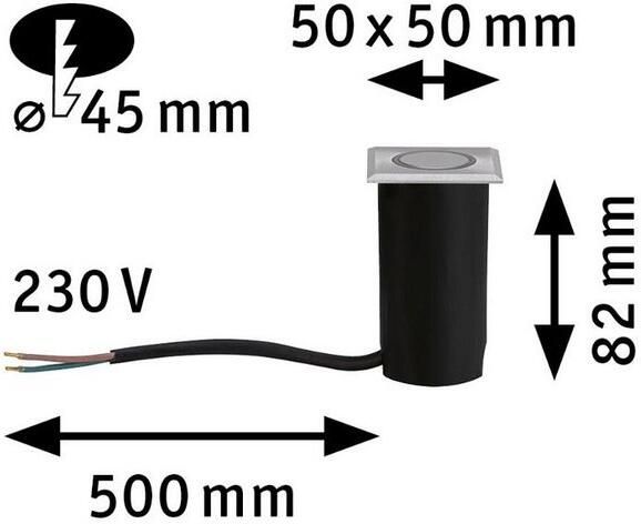 Paulmann Ledinbouwlamp House vierkant 50x50mm 3000K 2W 20lm 230V Geborsteld RVS Kunststof (1 stuk) - Foto 5