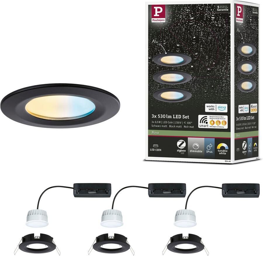 Paulmann Ledinbouwlamp LED inbouwlamp Nova Coin IP44 rond 78mm Geheugenfunctie kleurwisselaar kleurregeling dimmer smart home - Foto 3