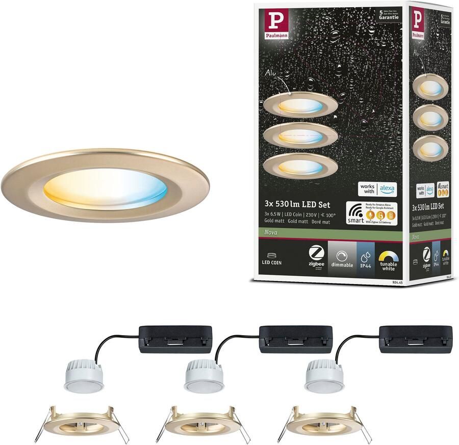 Paulmann Ledinbouwlamp LED inbouwlamp Nova Coin IP44 rond 78mm Geheugenfunctie kleurwisselaar kleurregeling dimmer smart home - Foto 3
