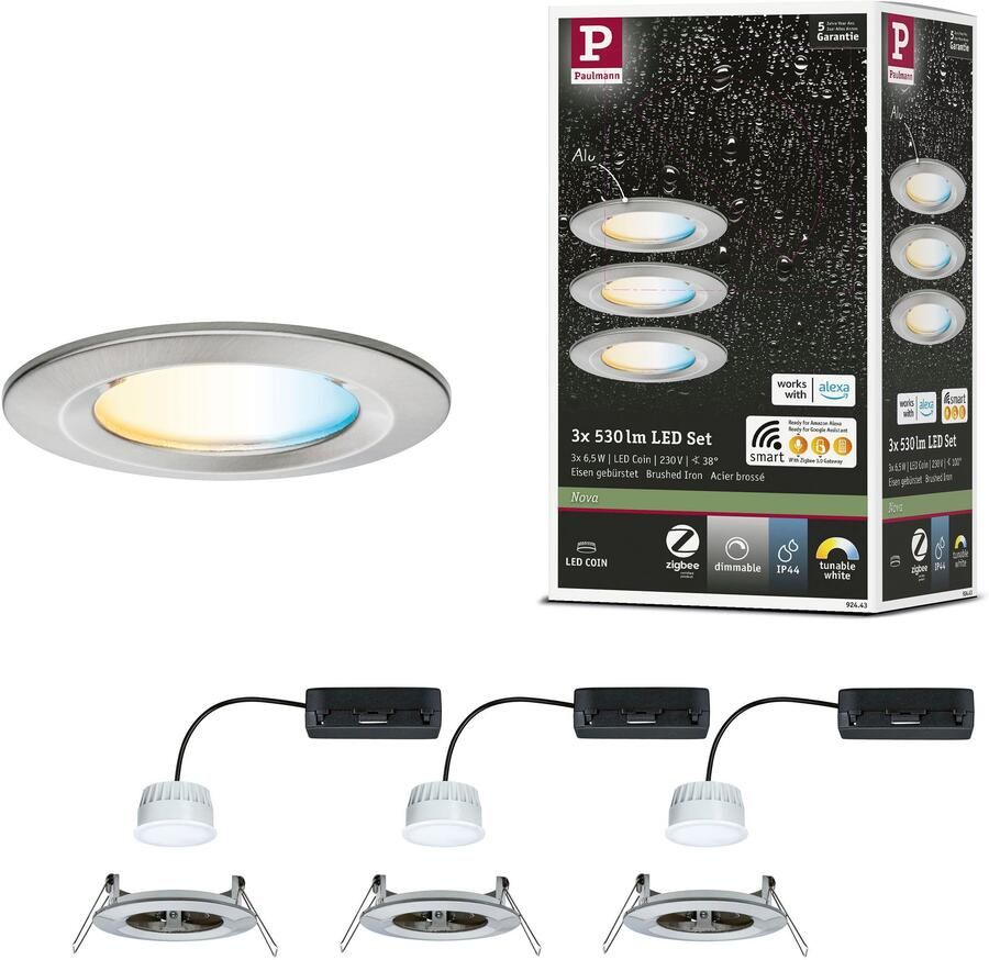 Paulmann Ledinbouwlamp LED inbouwlamp Nova Coin IP44 rond 78mm Geheugenfunctie kleurwisselaar kleurregeling dimmer smart home - Foto 3