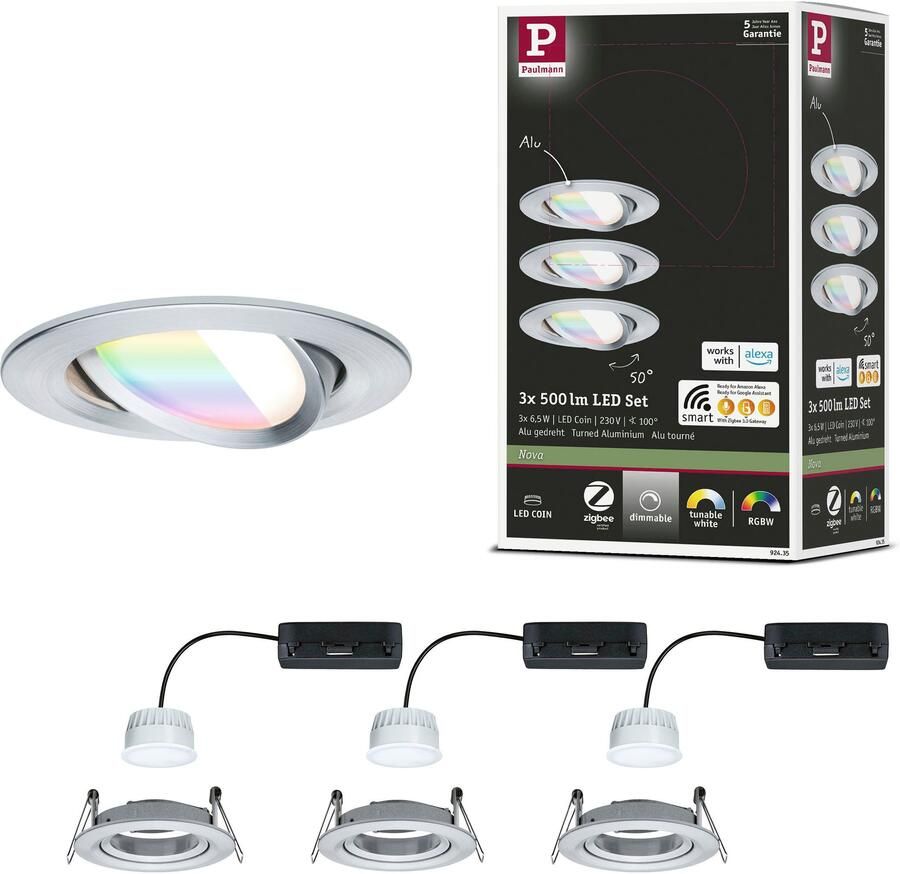 Paulmann Ledinbouwlamp LED inbouwlamp Nova Coin rond 84mm 50° Geheugenfunctie kleurwisselaar kleurregeling dimmer smart home - Foto 4