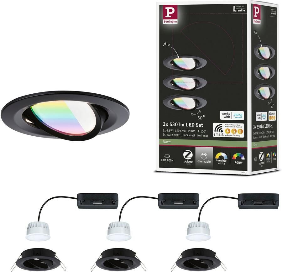 Paulmann Ledinbouwlamp LED inbouwlamp Nova Coin rond 84mm 50° Geheugenfunctie kleurwisselaar kleurregeling dimmer smart home - Foto 3