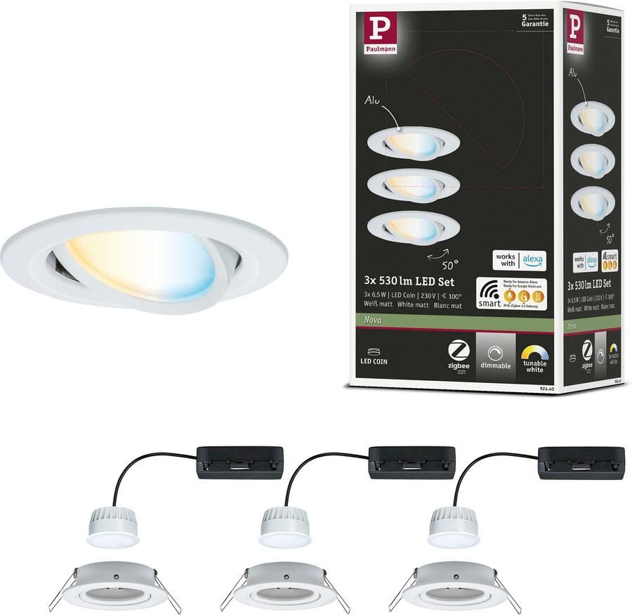 Paulmann Ledinbouwlamp LED inbouwlamp Nova Coin rond 84mm 50° Geheugenfunctie kleurwisselaar kleurregeling dimmer smart home - Foto 3