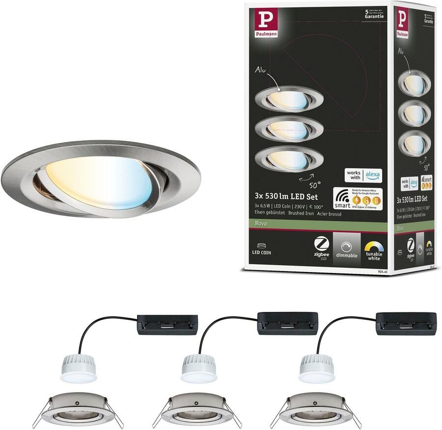 Paulmann Ledinbouwlamp LED inbouwlamp Nova Coin rond 84mm 50° Geheugenfunctie kleurwisselaar kleurregeling dimmer smart home - Foto 3