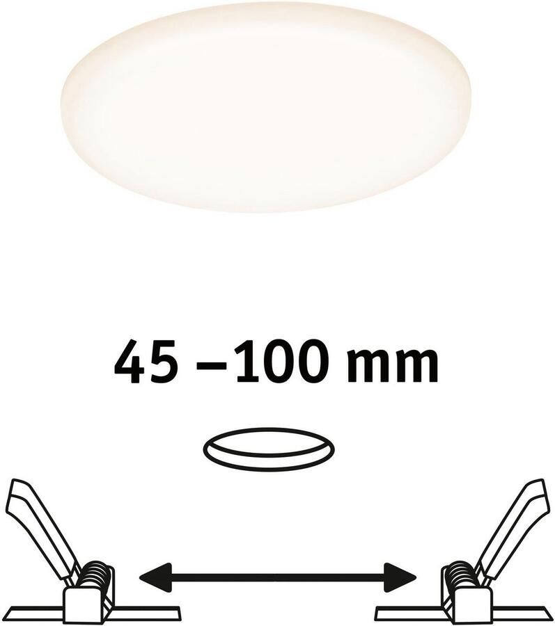 Paulmann Ledinbouwlamp LED Inbouwpaneel Veluna VariFit IP44 rond 125mm 8 5W 3.000K Satin (1 stuk)