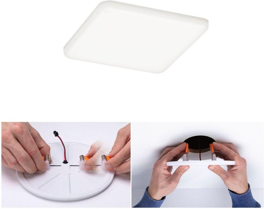 Paulmann Ledinbouwlamp LED Inbouwpaneel Veluna VariFit IP44 vierkant 125x125mm 8 5W 4.000K Satin (1 stuk) - Foto 4