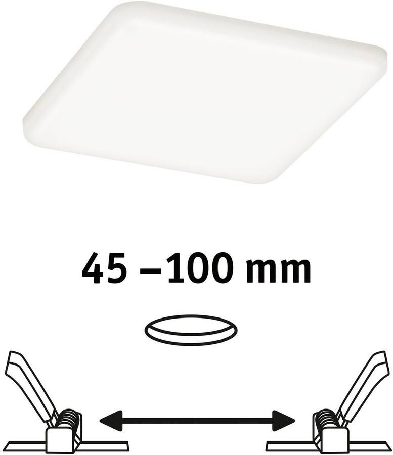 Paulmann Ledinbouwlamp LED Inbouwpaneel Veluna VariFit IP44 vierkant 125x125mm 8 5W 4.000K Satin (1 stuk) - Foto 3