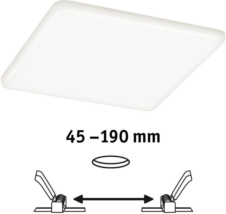 Paulmann Ledinbouwlamp LED Inbouwpaneel Veluna VariFit IP44 vierkant 185x185mm 17 5W 4.000K Satin (1 stuk) - Foto 3