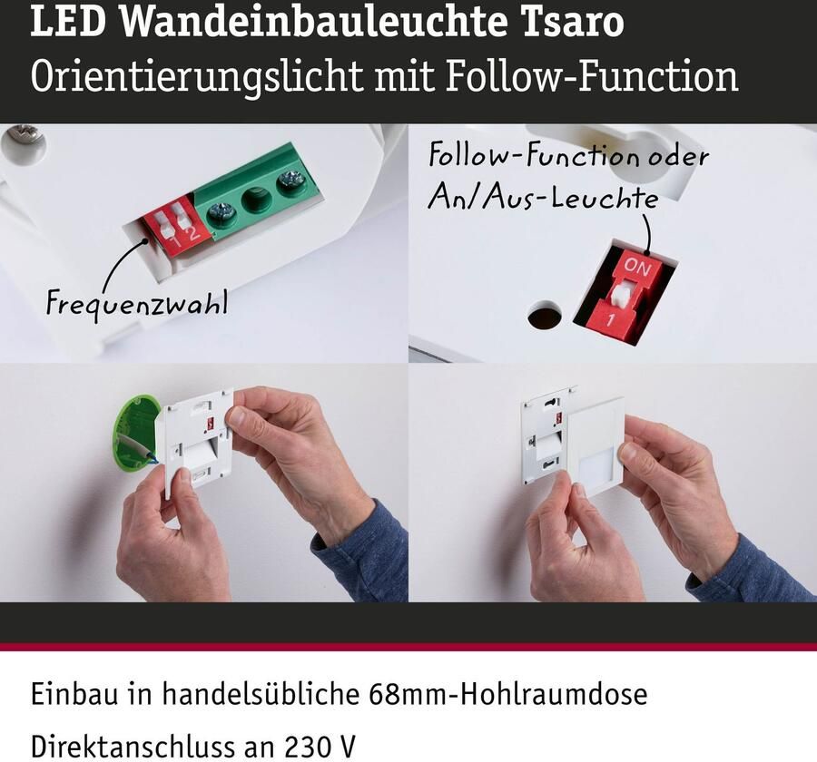 Paulmann Ledinbouwlamp LED wand inbouwlamp Tsaro vierkant 80x36mm - Foto 3