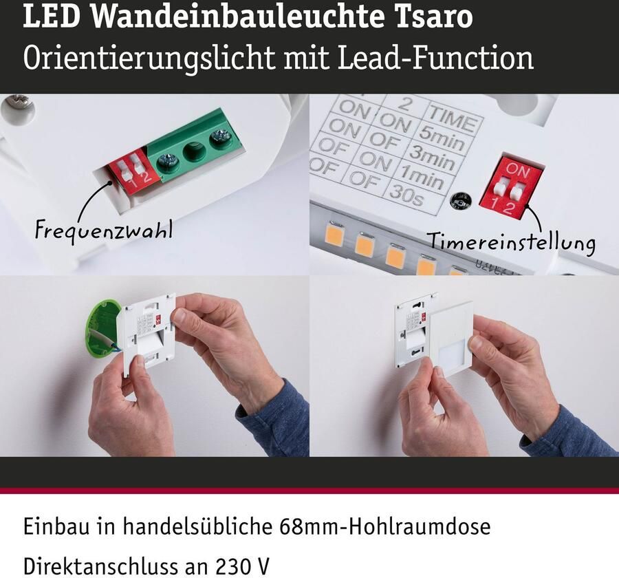 Paulmann Ledinbouwlamp LED wand inbouwlamp Tsaro vierkant 80x36mm - Foto 2