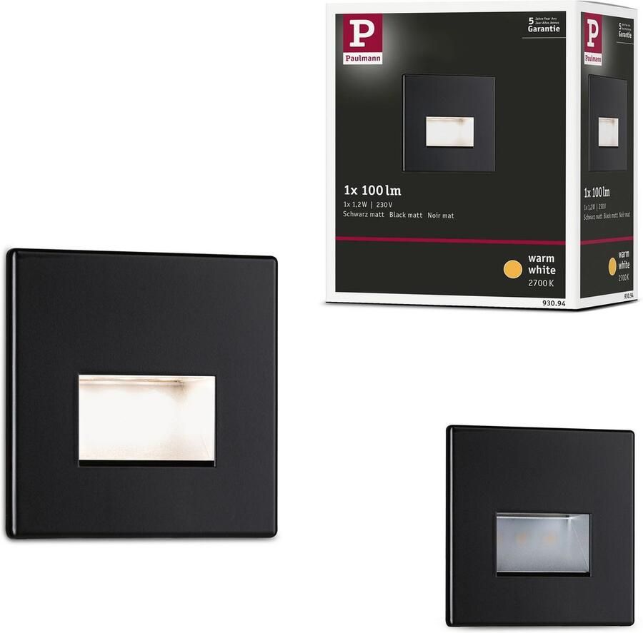 Paulmann Ledinbouwlamp LED wandinbouwlamp Edge Quadro 1 2W 25lm 230V (1 stuk)